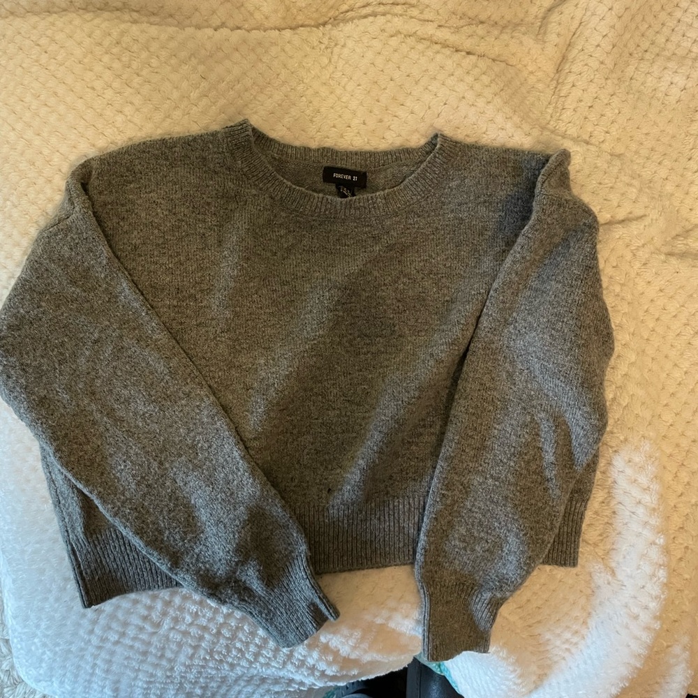 Forever 21 Crop Wool Gray Sweater